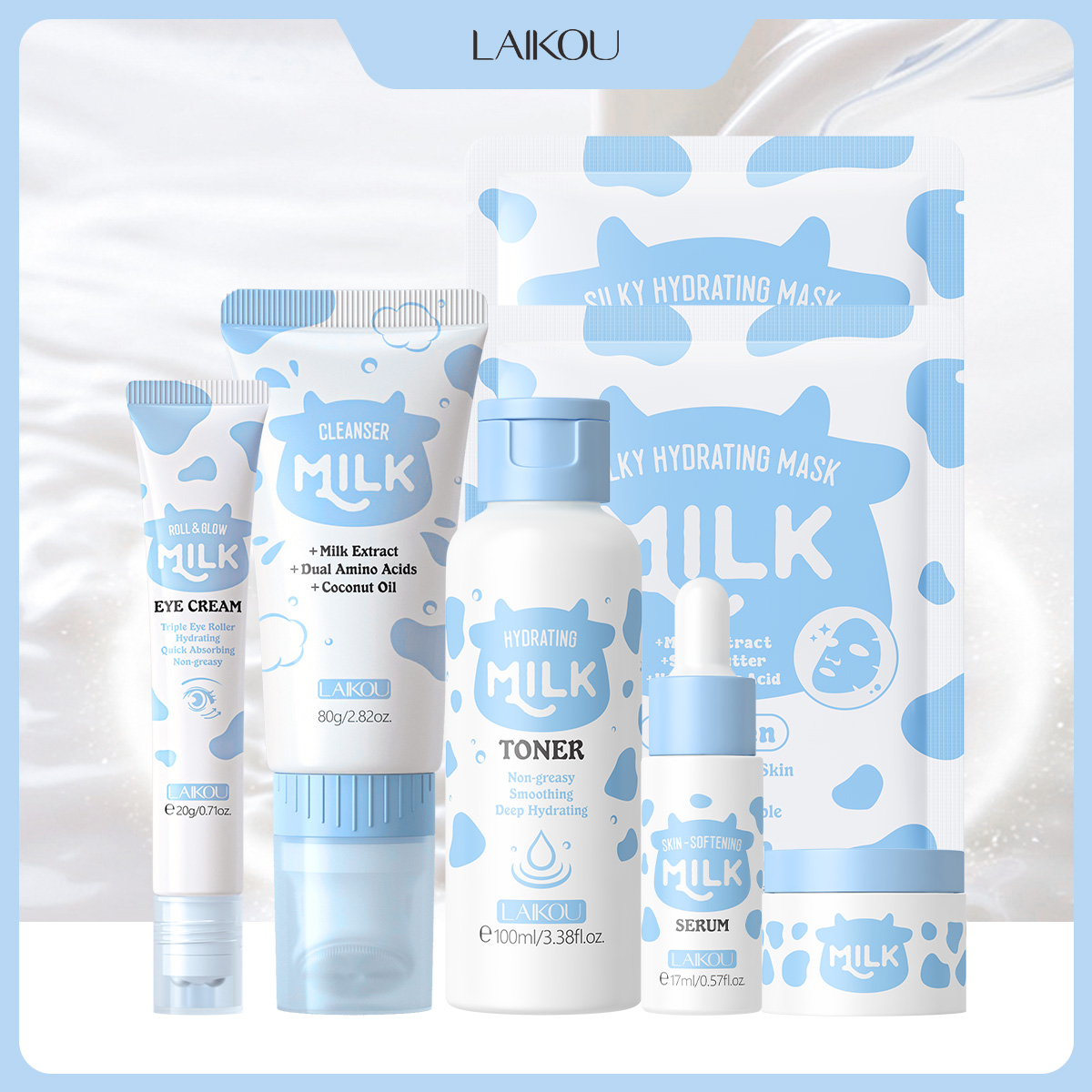 Korean Skincare Routine - LAIKOU 6 Parça Süt Nemlendirici Cilt