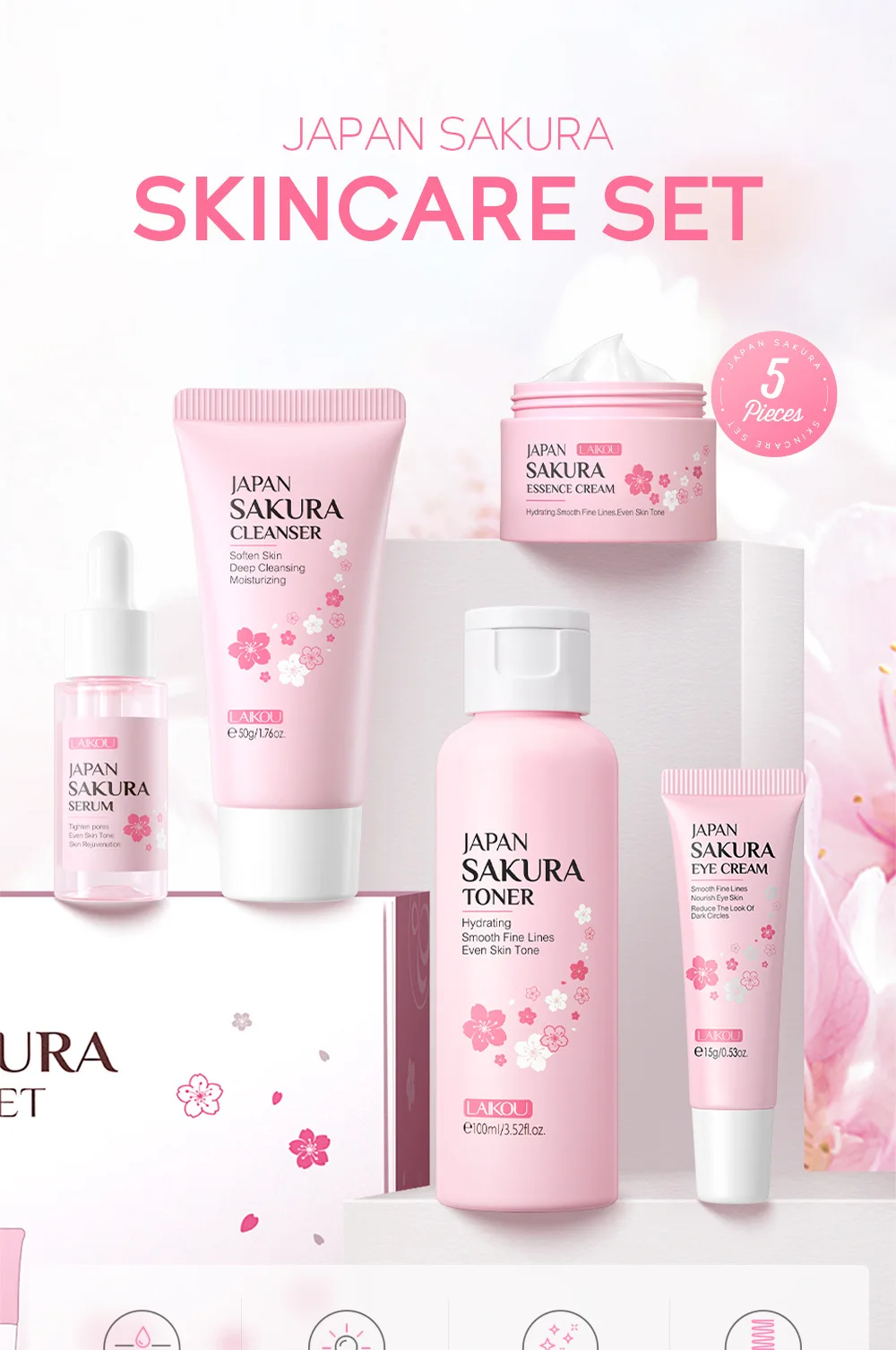 LAIKOU Sakura Kit Cilt Bakım S - Korean Skincare Routine incelemesi ve fiyatı
